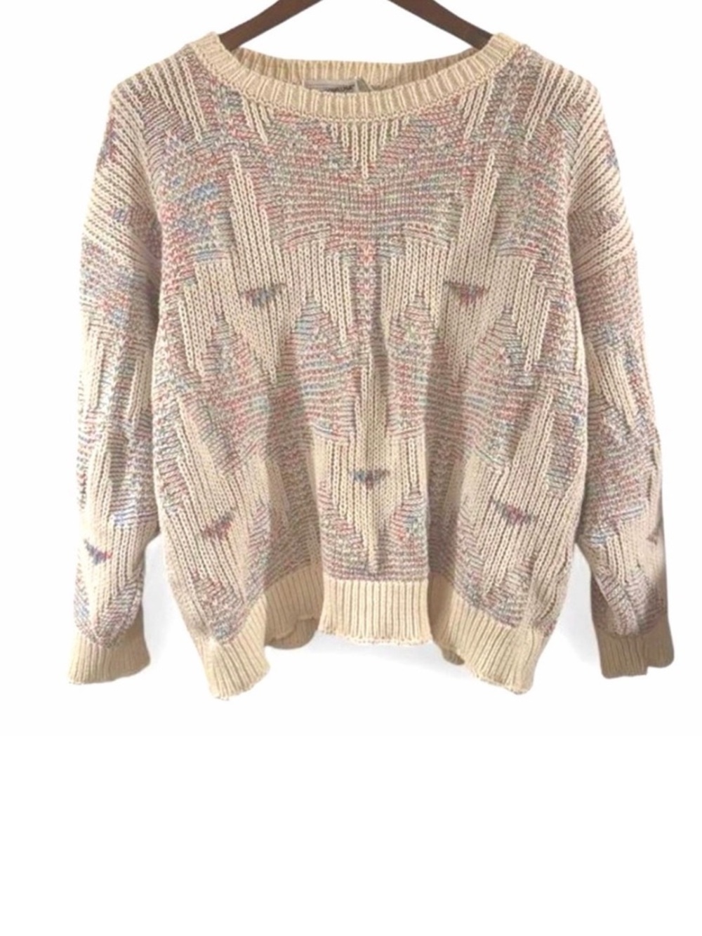 VTG Multicolor Geometric Wide Neck Knit Sweater Size Large